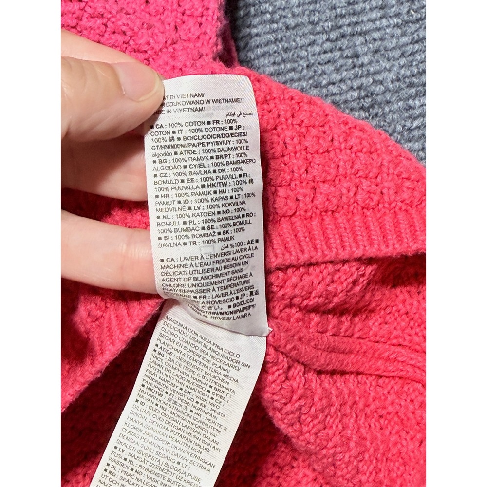 Gap Crochet Ruffle Sleeve Sweater Top Women M Raspberry Pink - Picture 5 of 9